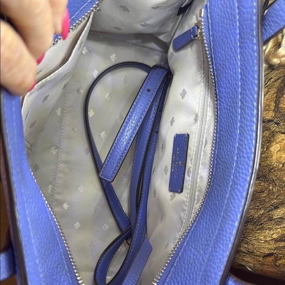 Kate Spade Blue Leather Tote Bag RETALS $489 NWOT 12”1/2 L X 9”D DUSTY 2️⃣ - Picture 9 of 11